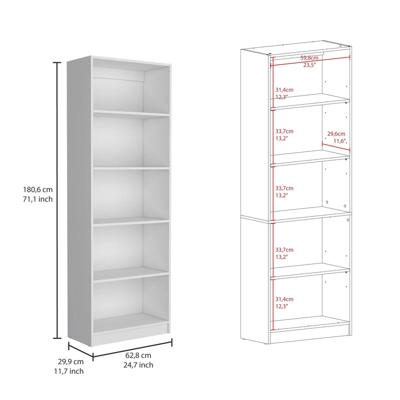 Set of Three White Wood Five Tier Modular Bookcase Homeroots Office