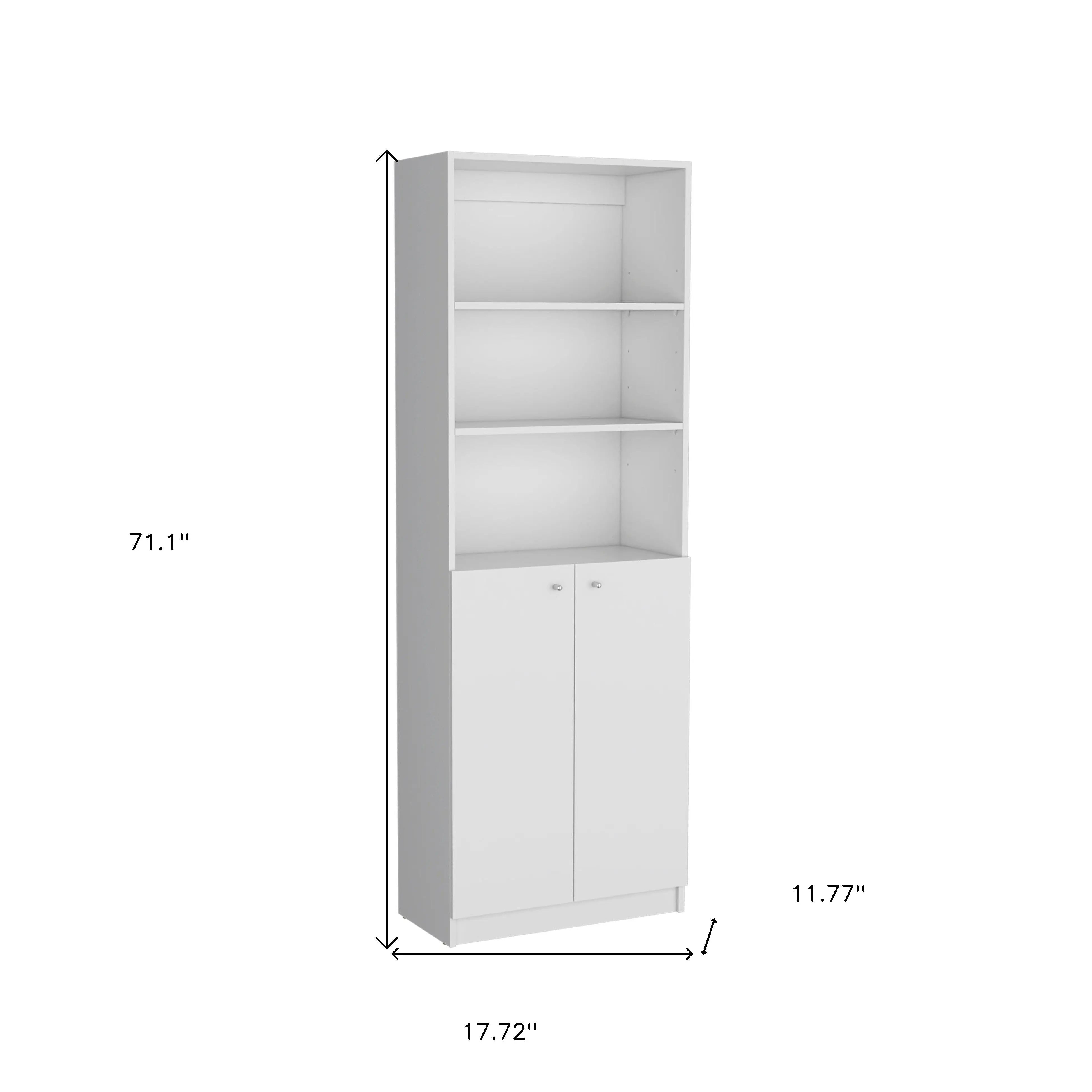 Set of Three White Wood Five Tier Modular Bookcase with Four Doors Homeroots Office