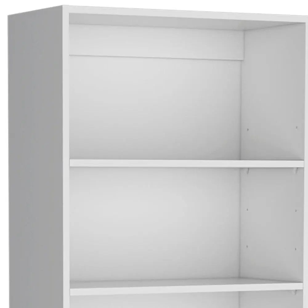 Set of Three White Wood Five Tier Modular Bookcase with Four Doors Homeroots Office