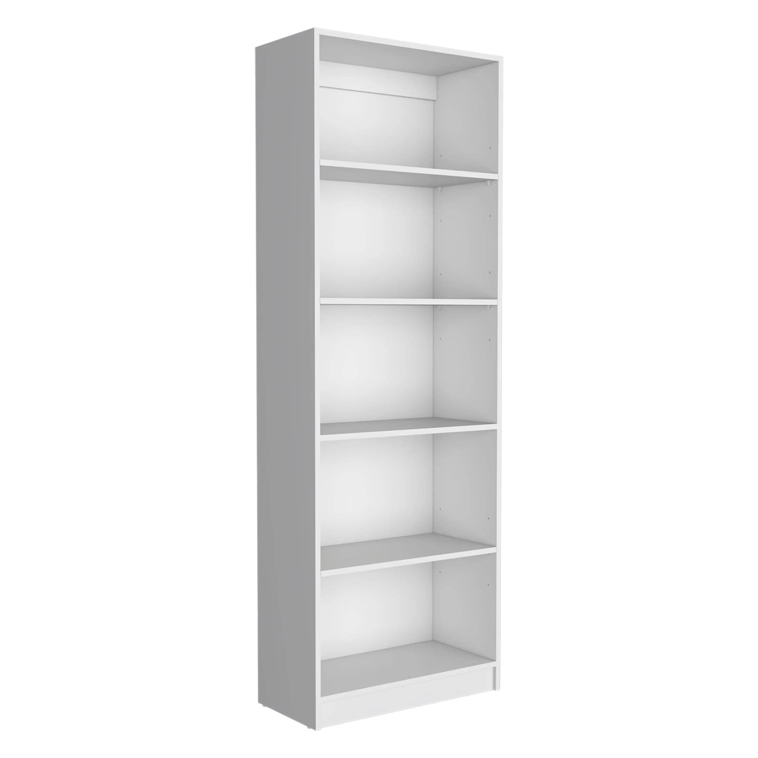 Set of Three White Wood Five Tier Modular Bookcase with Two Doors Homeroots Office
