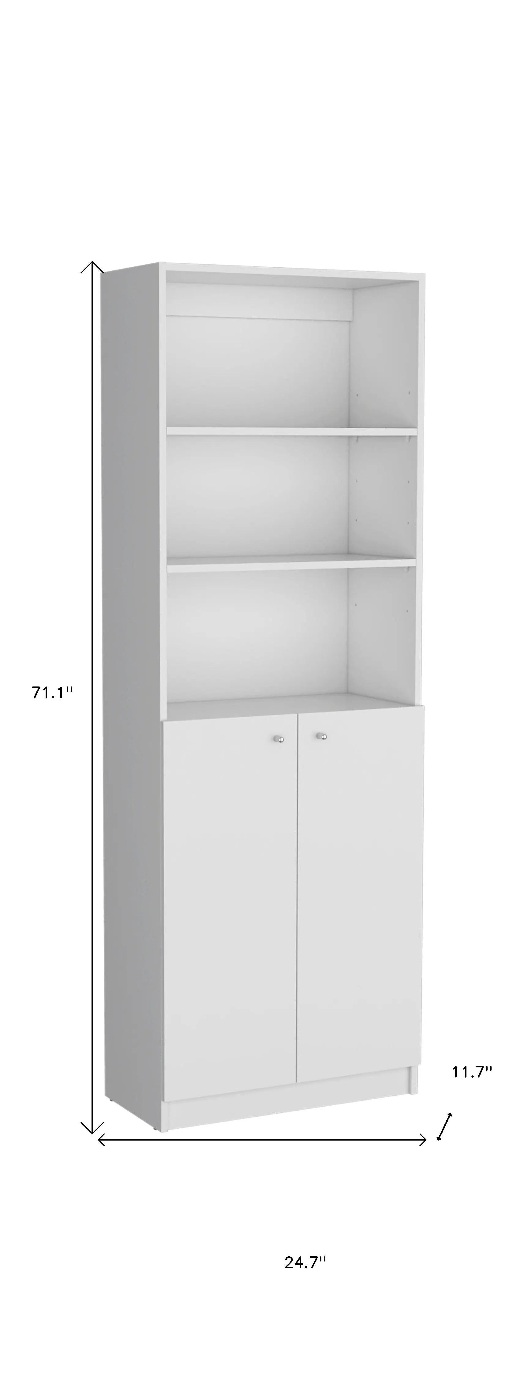 Set of Three White Wood Five Tier Modular Bookcase with Two Doors Homeroots Office