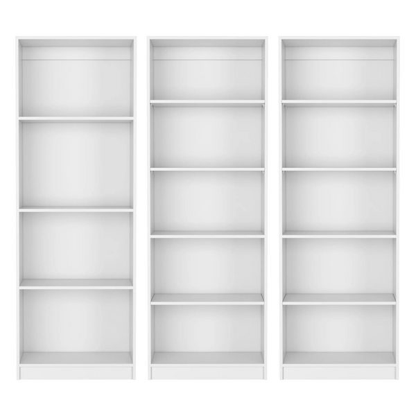 Set of Three White Wood Fourteen Tier Modular Bookcase Homeroots Office