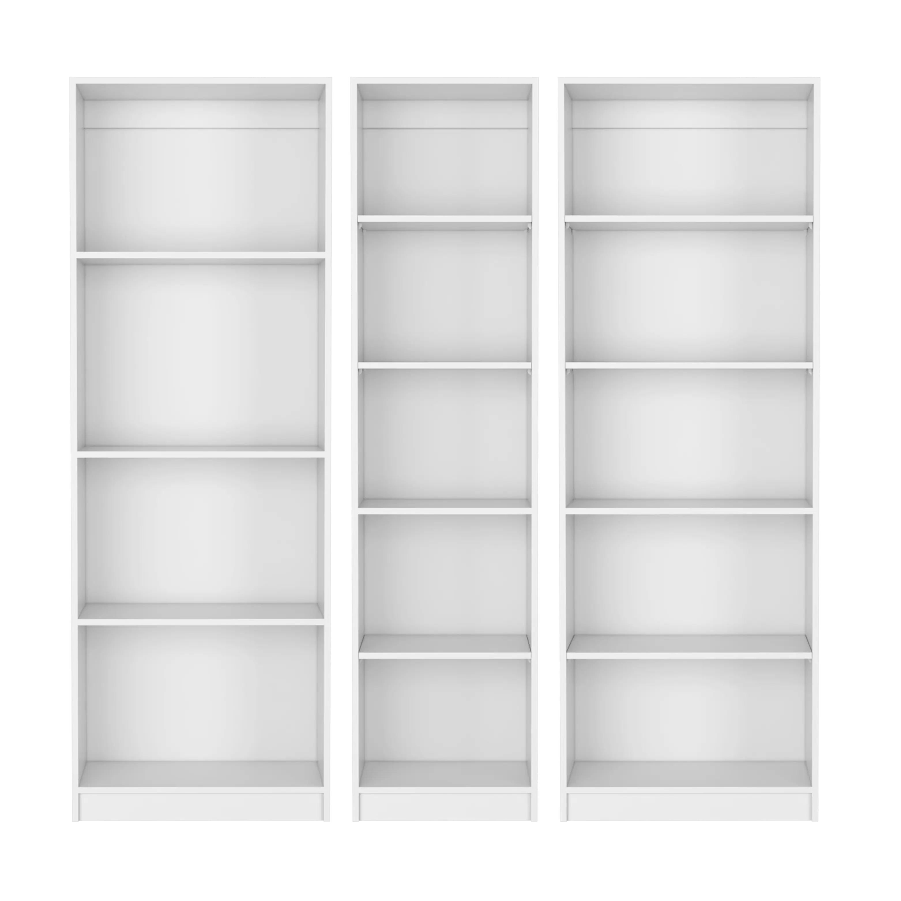 Set of Three White Wood Fourteen Tier Modular Bookcase Homeroots Office