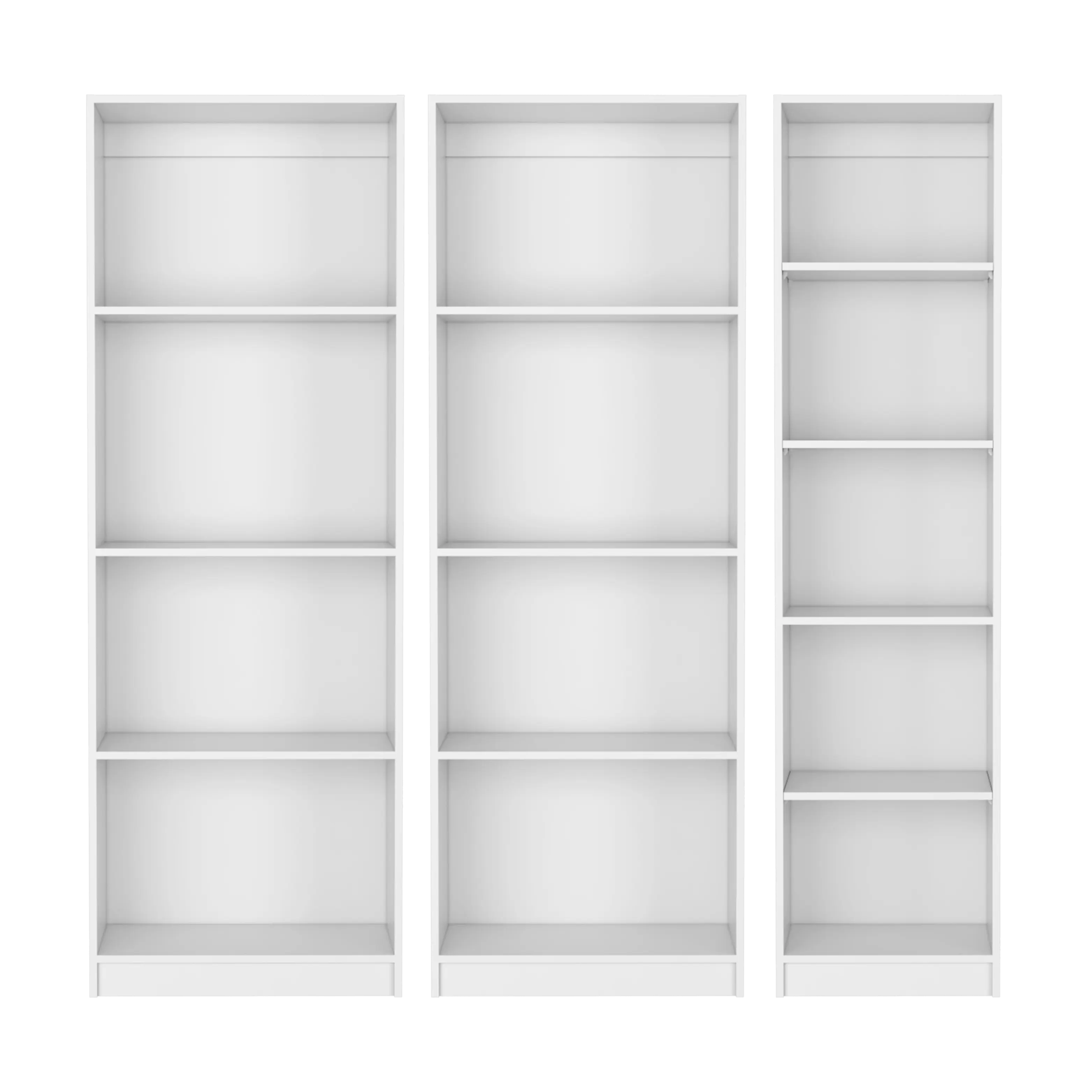 Set of Three White Wood Thirteen Tier Modular Bookcase Homeroots Office