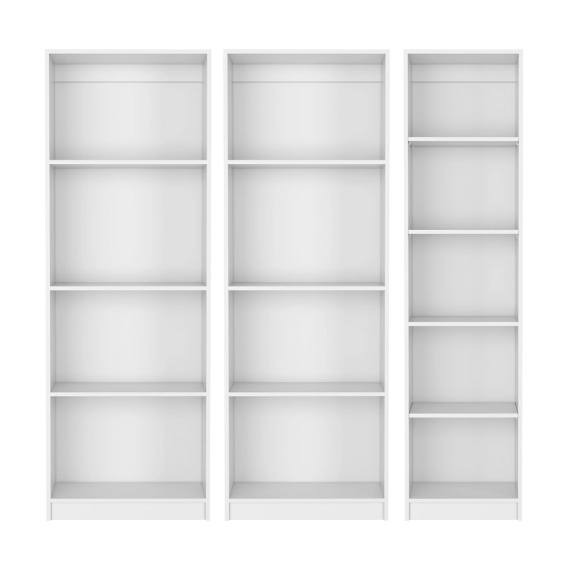 Set of Three White Wood Thirteen Tier Modular Bookcase Homeroots Office