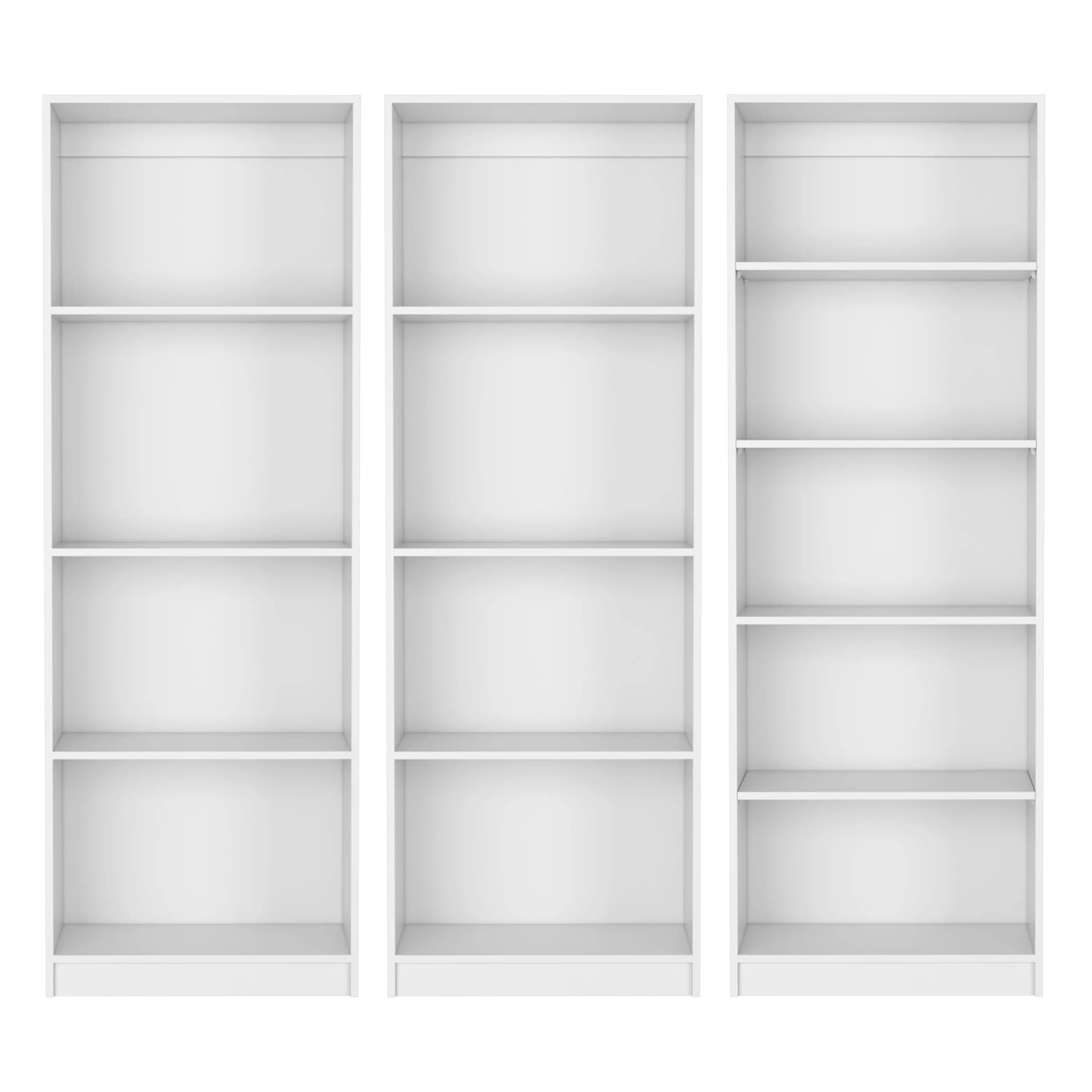 Set of Three White Wood Thirteen Tier Modular Bookcase Homeroots Office