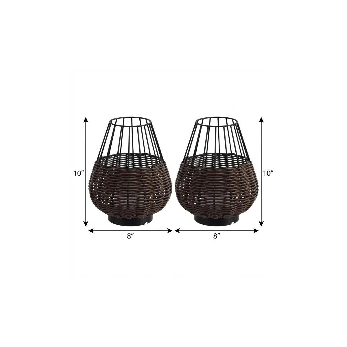 Set of Two 10" Black Round USB Table Lamps LED With Globe Shades Homeroots Lighting