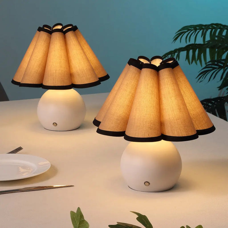 Set of Two 11" Clear Novelty Table Lamps With Empire Shades Homeroots Lighting