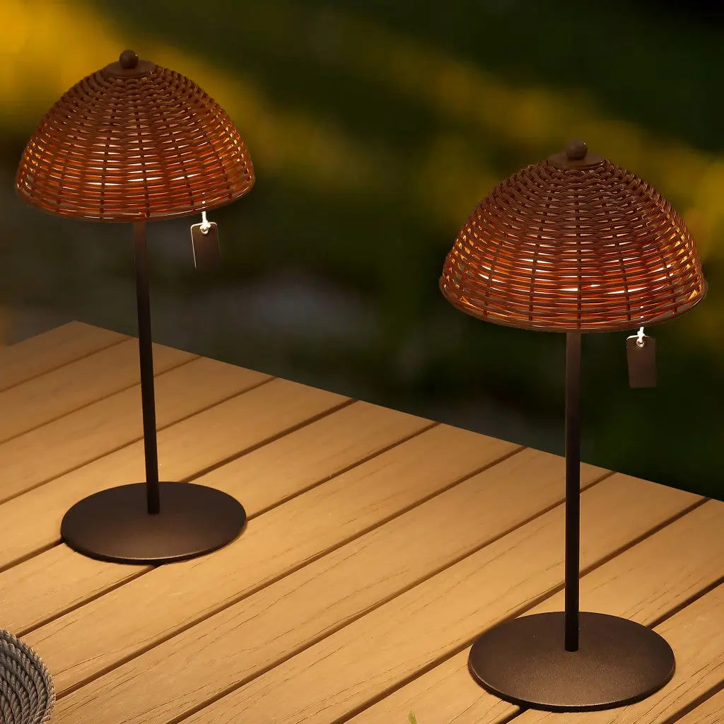 Set of Two 13" Black Novelty USB Table Lamps LED With Globe Shades Homeroots Lighting