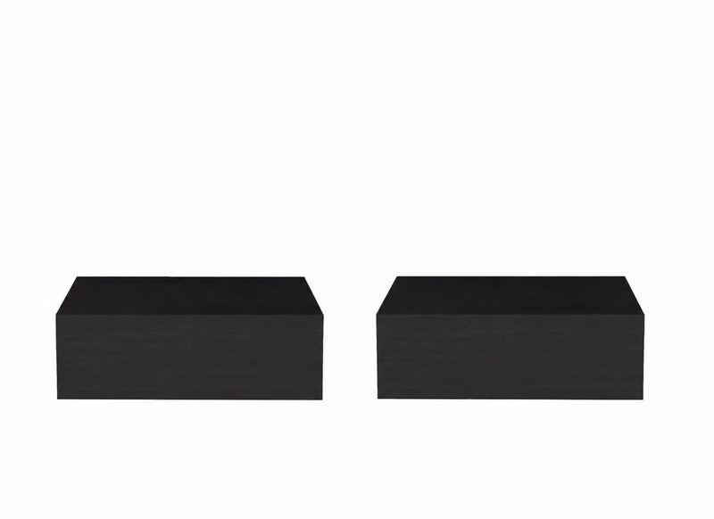 Set of Two 16" Black Wood One Drawer Floating Nightstand Homeroots Bed & Bath
