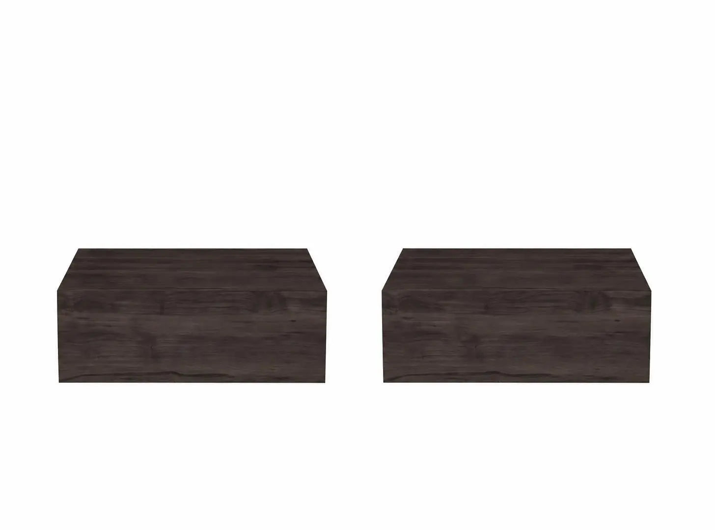 Set of Two 16" Dark Brown Wood One Drawer Floating Nightstand Homeroots Bed & Bath