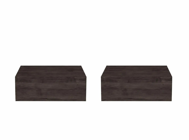 Set of Two 16" Dark Brown Wood One Drawer Floating Nightstand Homeroots Bed & Bath