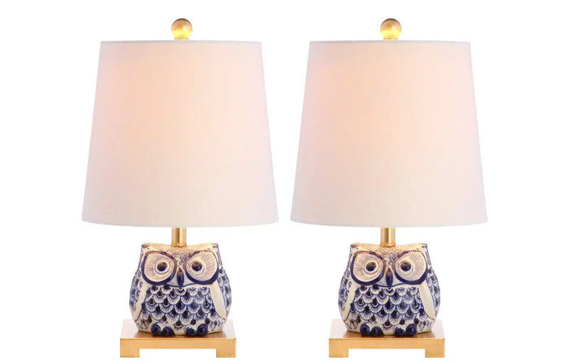 Set of Two 16" Gold Novelty Bedside Lamps With Empire Shades Homeroots Lighting