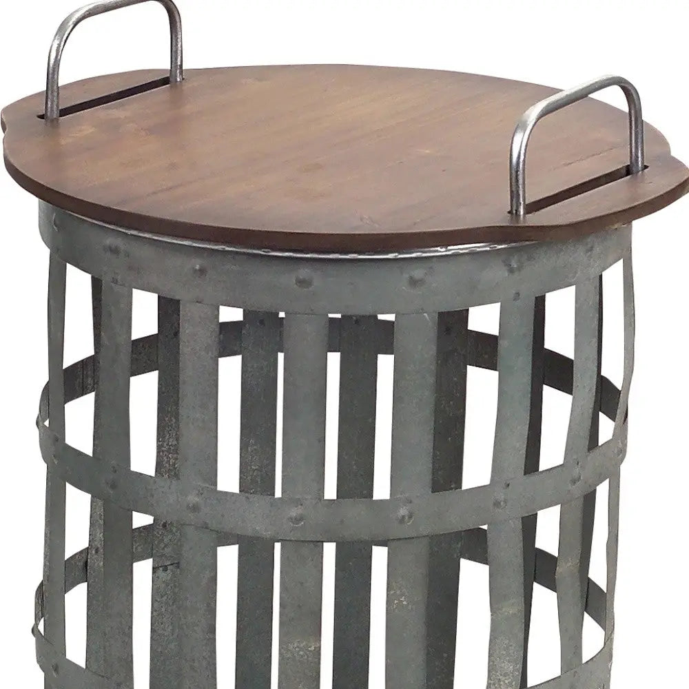 Set of Two 16" Grey And Brown Round End Tables - GreatEagleInc