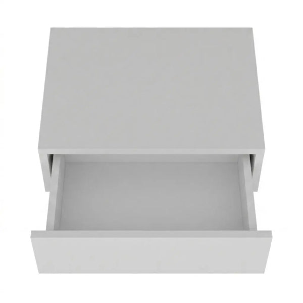 Set of Two 16" White Wood One Drawer Floating Nightstand Homeroots Bed & Bath