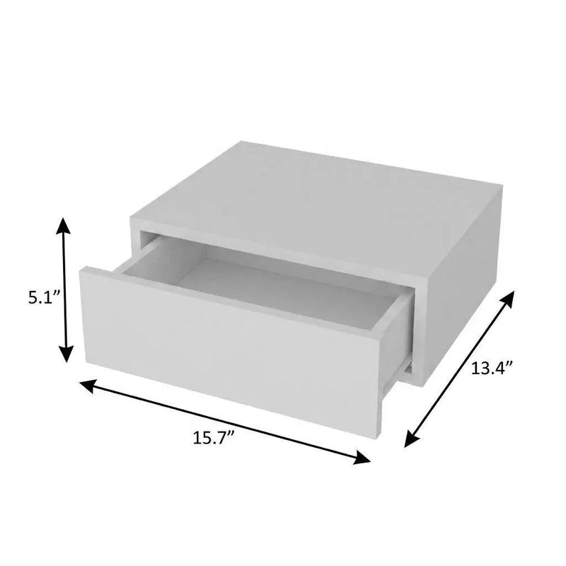 Set of Two 16" White Wood One Drawer Floating Nightstand Homeroots Bed & Bath