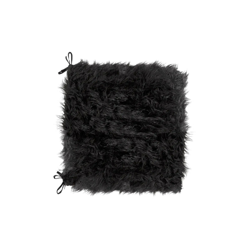 Set of Two 16" X 2" Black Faux Fur Chair Pads Homeroots Kitchen & Dining