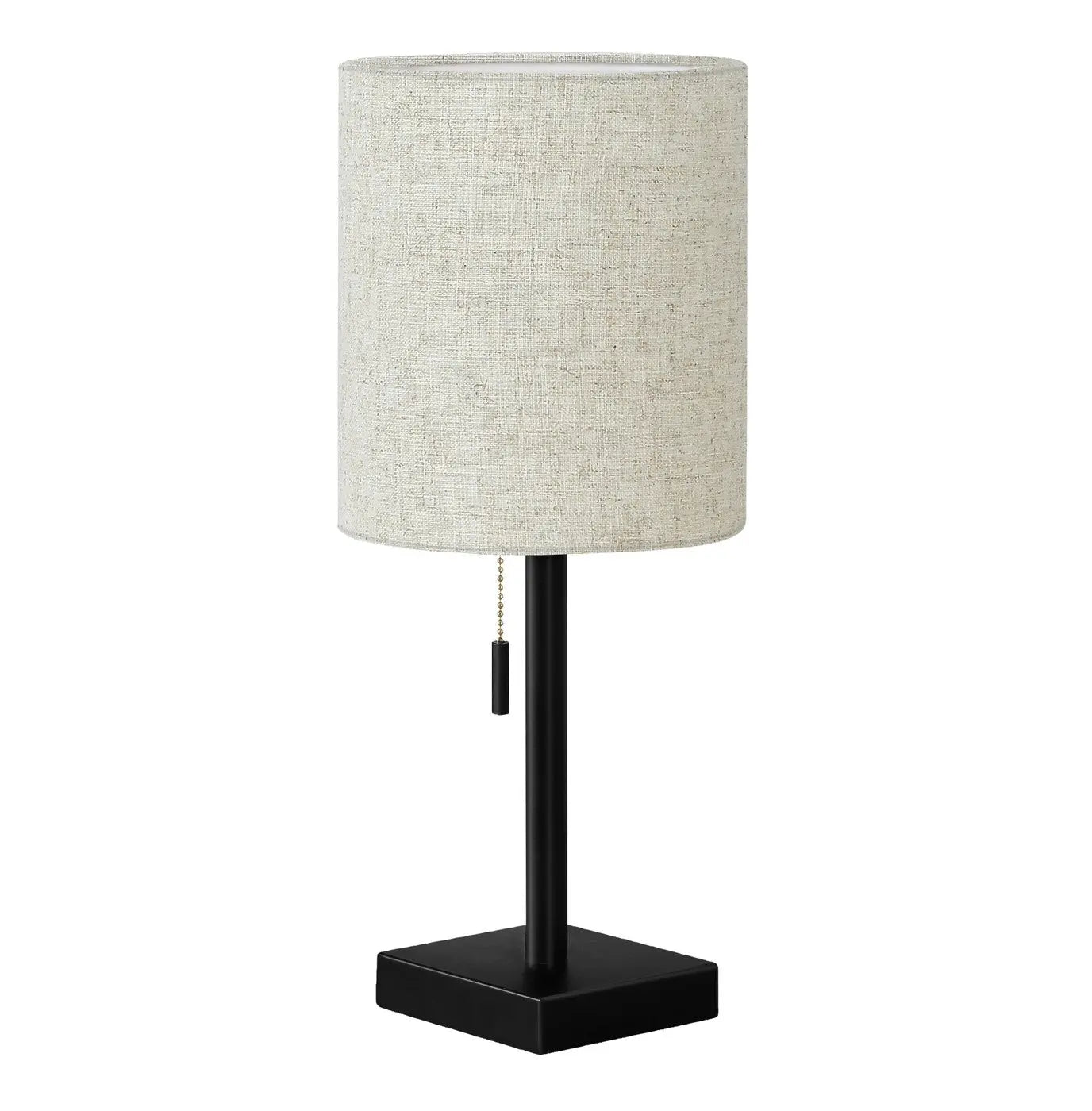 Set of Two 17" Black Metal Candlestick USB Table Lamps With Beige Drum Shade Homeroots Lighting