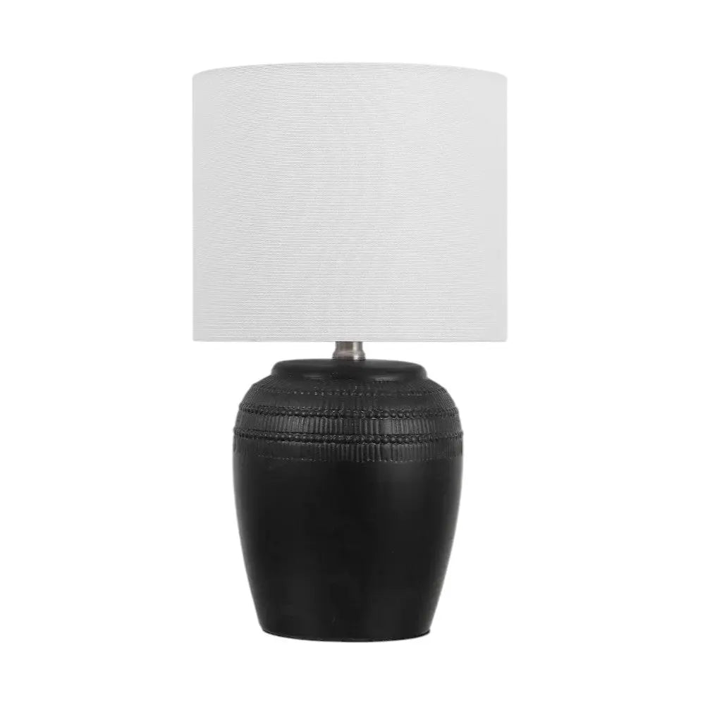 Set of Two 17" Clear Gourd Table Lamps LED With Drum Shades Homeroots Lighting