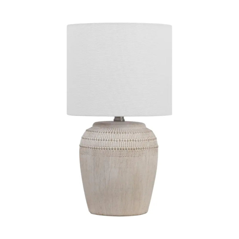 Set of Two 17" Clear Gourd Table Lamps With Drum Shades Homeroots Lighting