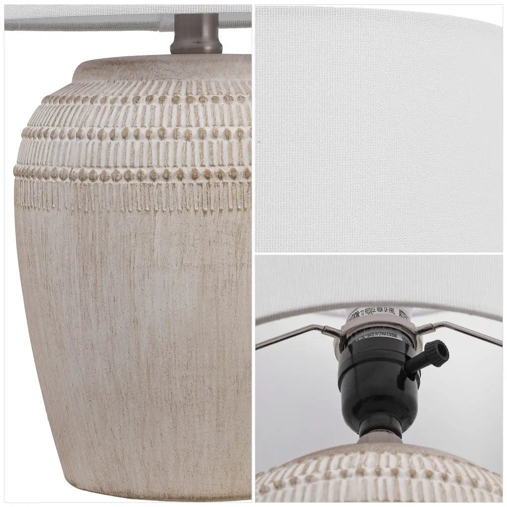 Set of Two 17" Clear Gourd Table Lamps With Drum Shades Homeroots Lighting