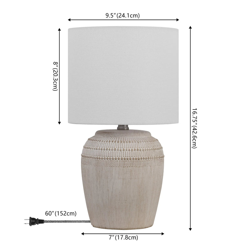 Set of Two 17" Clear Gourd Table Lamps With Drum Shades Homeroots Lighting