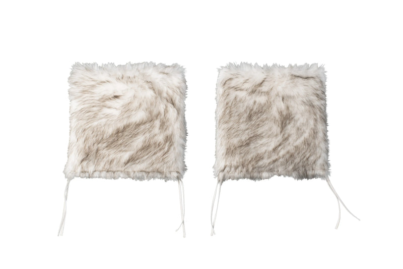 Set of Two 17" Ivory and Brown Faux Fur Dining Chair Pads Homeroots Kitchen & Dining