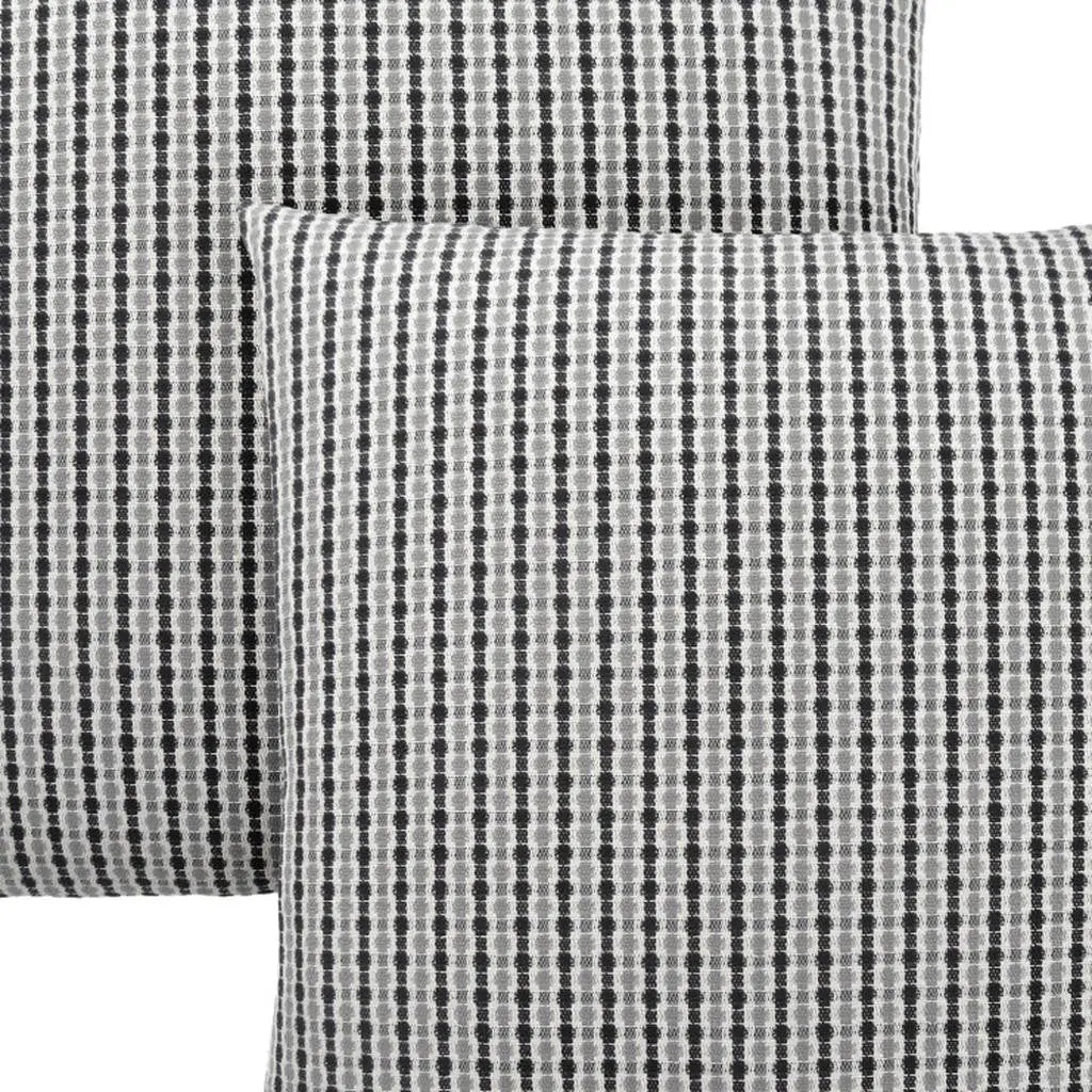 Set of Two 18" Black Gray And White Fabric Striped Throw Pillows Homeroots Home Decor