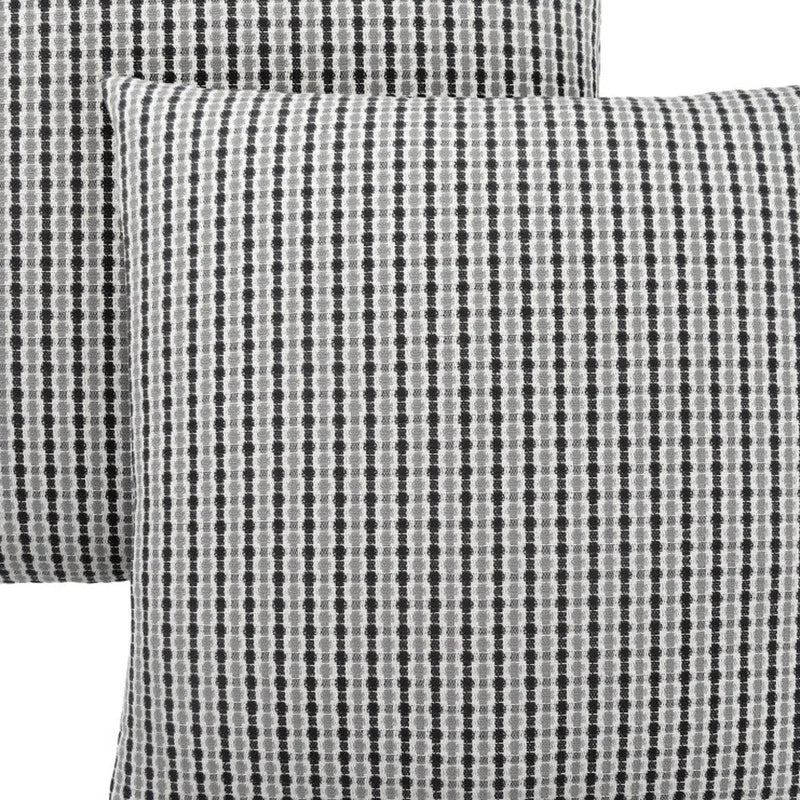 Set of Two 18" Black Gray And White Fabric Striped Throw Pillows Homeroots Home Decor