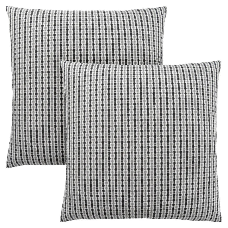 Set of Two 18" Black Gray And White Fabric Striped Throw Pillows Homeroots Home Decor