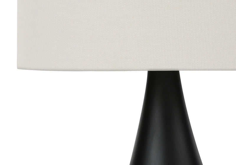 Set of Two 18" Black Metal Round Table Lamps With Ivory Drum Shade Homeroots Lighting