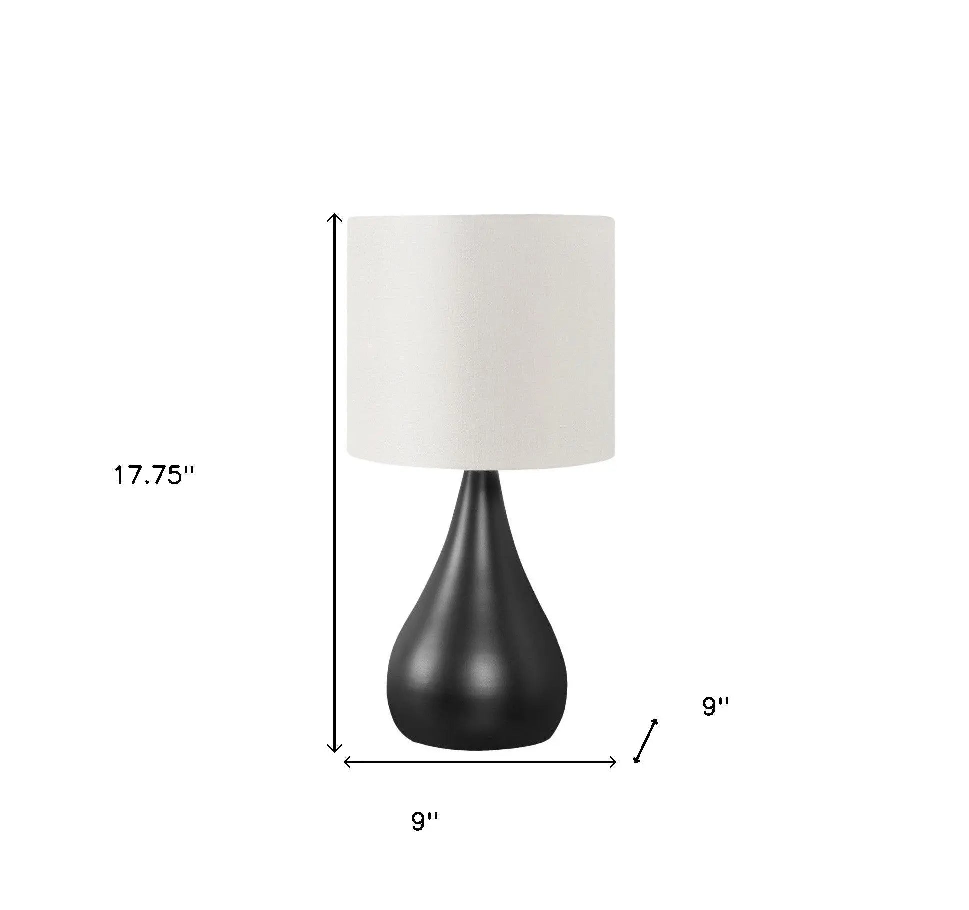 Set of Two 18" Black Metal Round Table Lamps With Ivory Drum Shade Homeroots Lighting