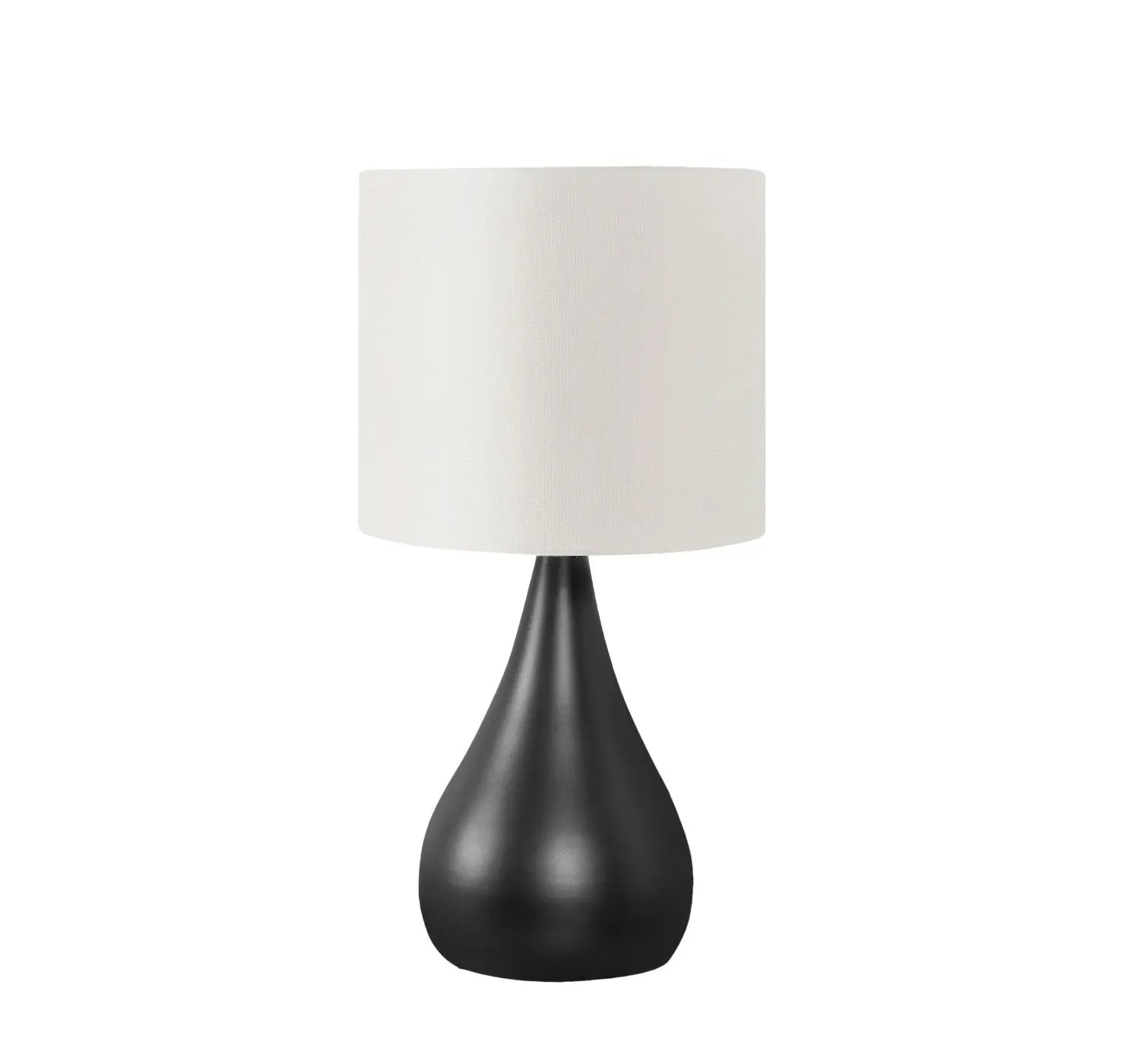 Set of Two 18" Black Metal Round Table Lamps With Ivory Drum Shade Homeroots Lighting