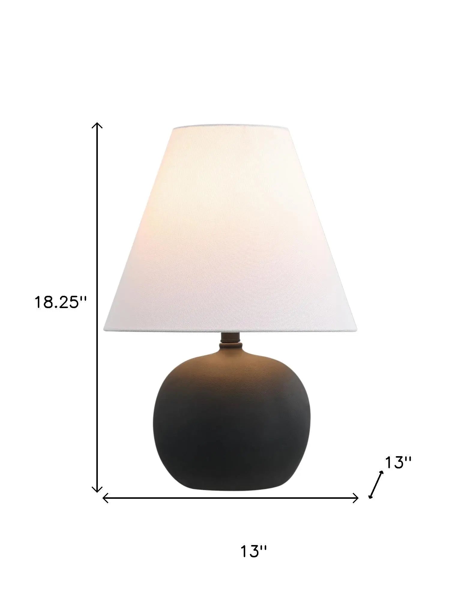 Set of Two 18" Black Round Bedside Lamps With Cone Shades Homeroots Lighting