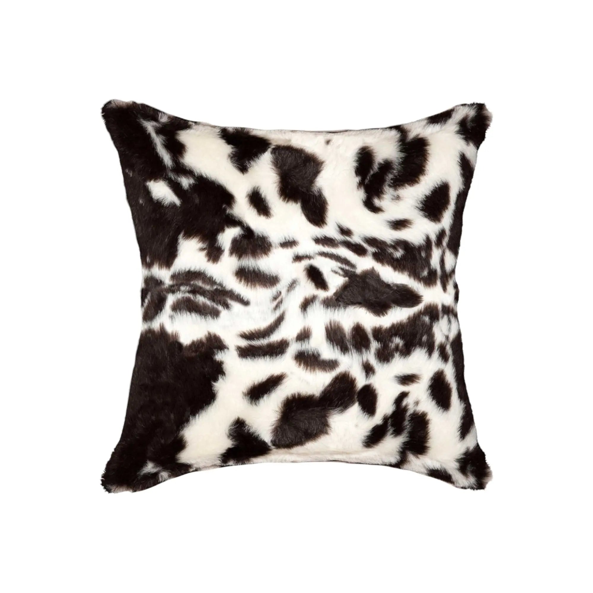 Set of Two 18" Brown And White Faux Fur Throw Pillows Homeroots Home Decor