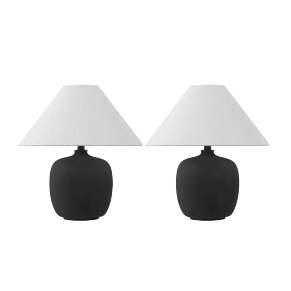 Set of Two 18" Clear Novelty Table Lamps With Empire Shades Homeroots Lighting