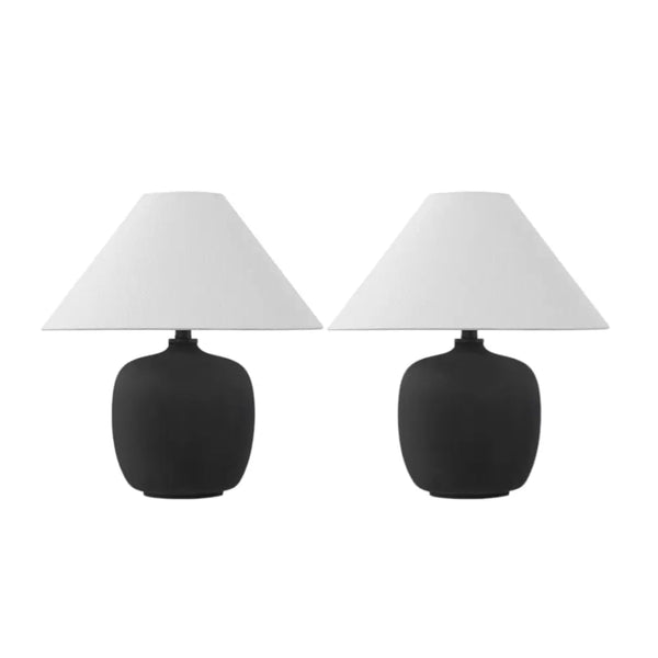 Set of Two 18" Clear Novelty Table Lamps With Empire Shades Homeroots Lighting
