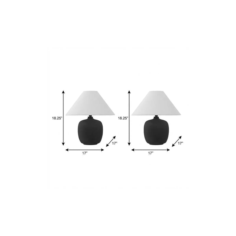 Set of Two 18" Clear Novelty Table Lamps With Empire Shades Homeroots Lighting