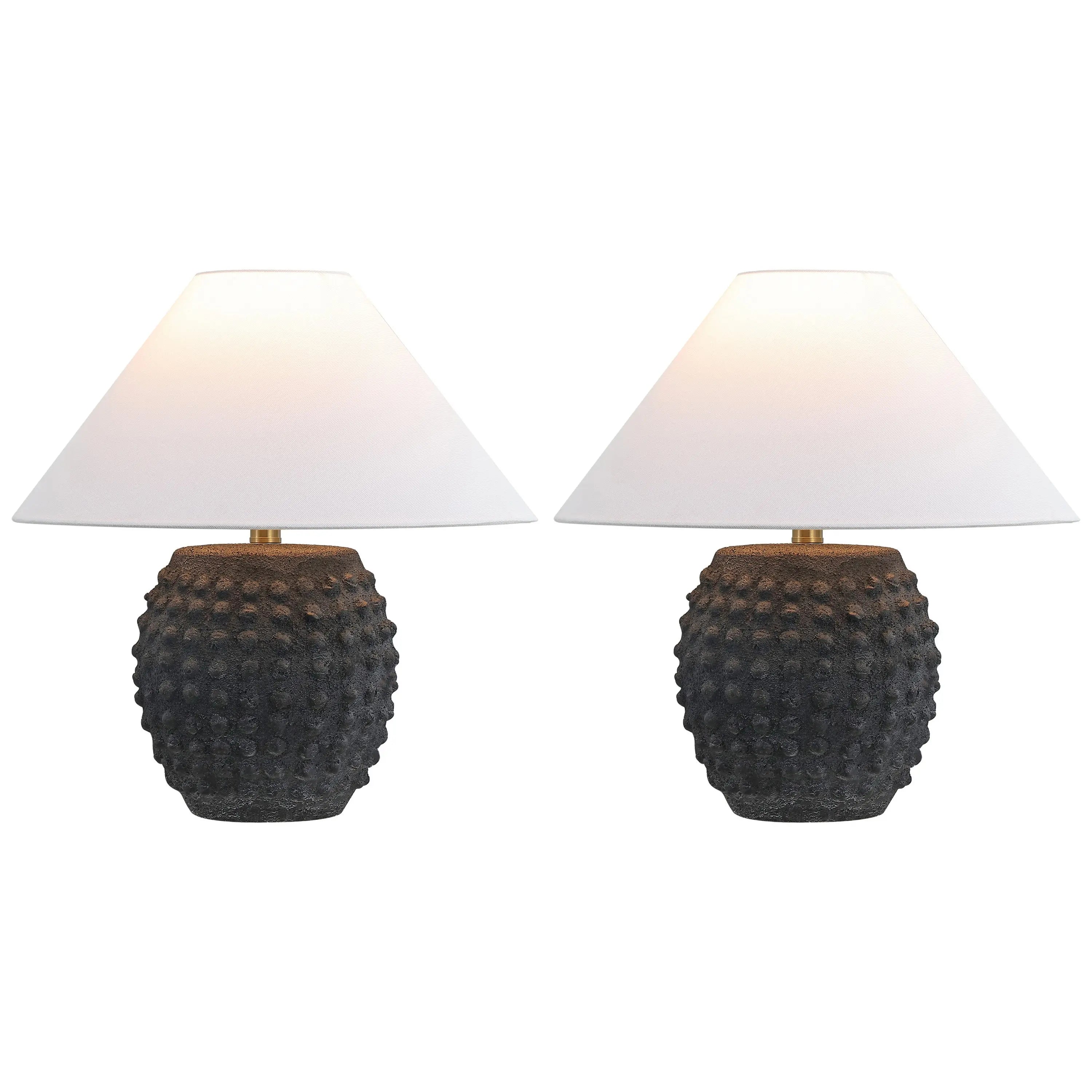 Set of Two 18" Clear Novelty Table Lamps With Empire Shades Homeroots Lighting