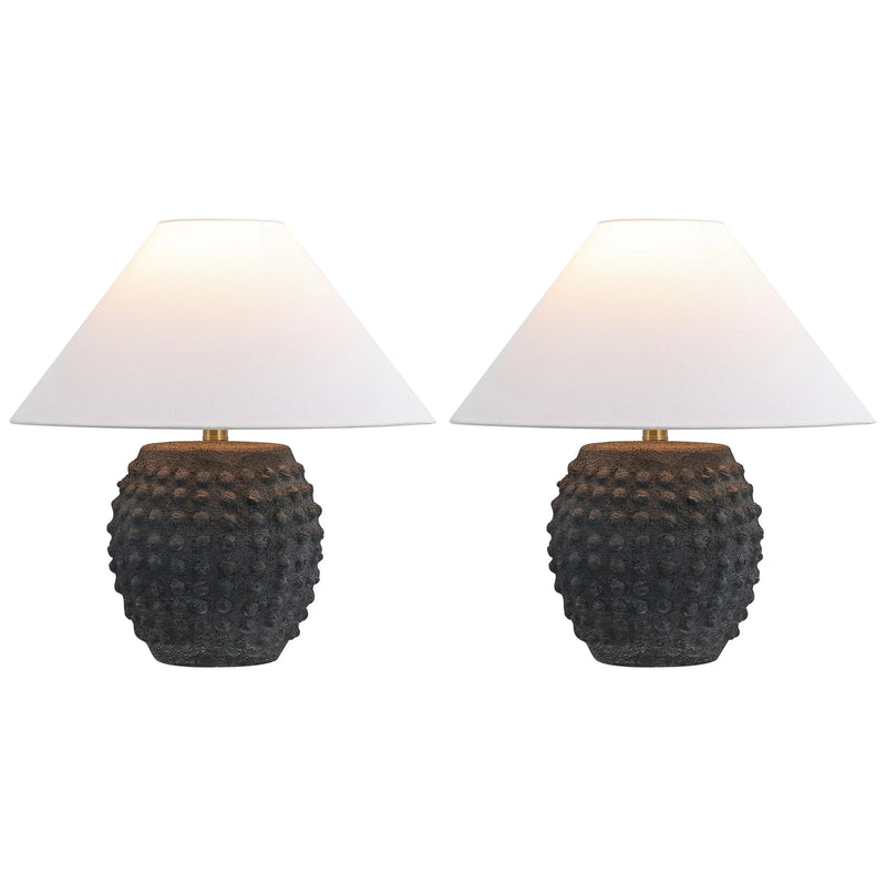 Set of Two 18" Clear Novelty Table Lamps With Empire Shades Homeroots Lighting