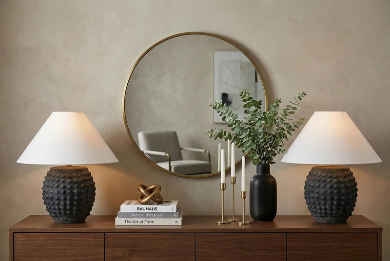 Set of Two 18" Clear Novelty Table Lamps With Empire Shades Homeroots Lighting