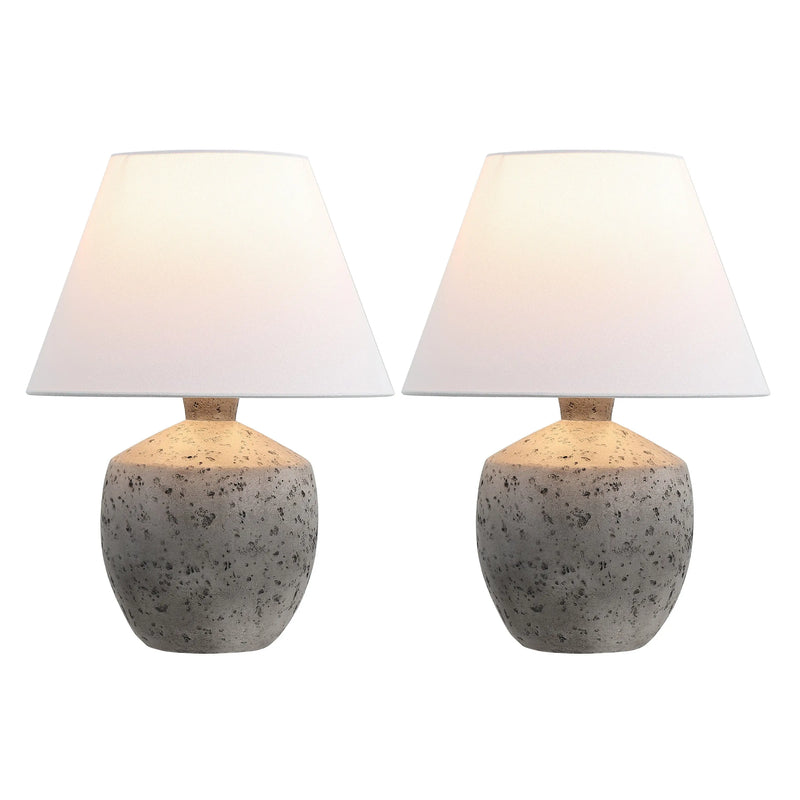 Set of Two 18" Gray Novelty Bedside Lamps With Empire Shades Homeroots Lighting