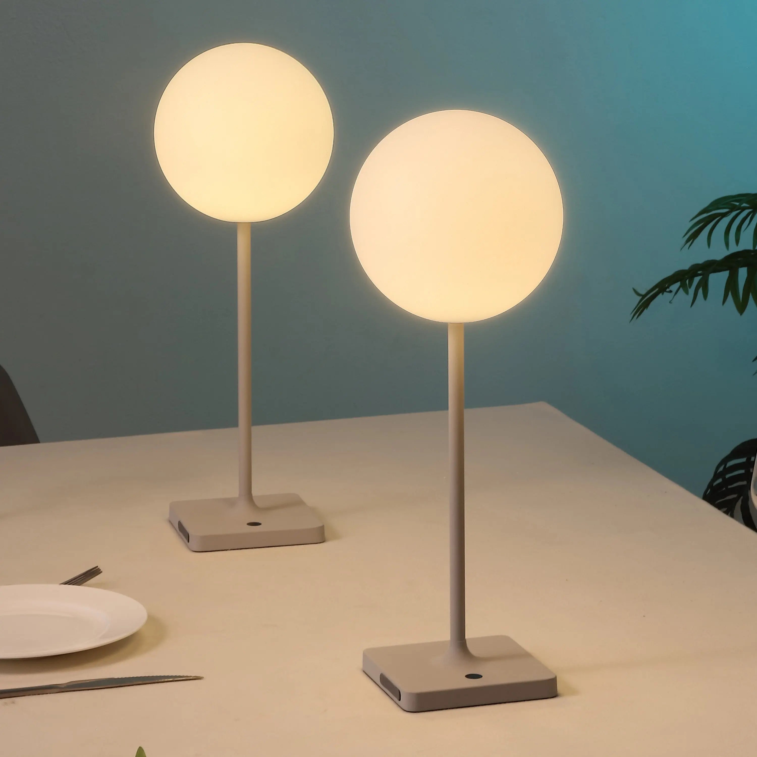 Set of Two 18" Gray USB Table Lamps LED Homeroots Lighting