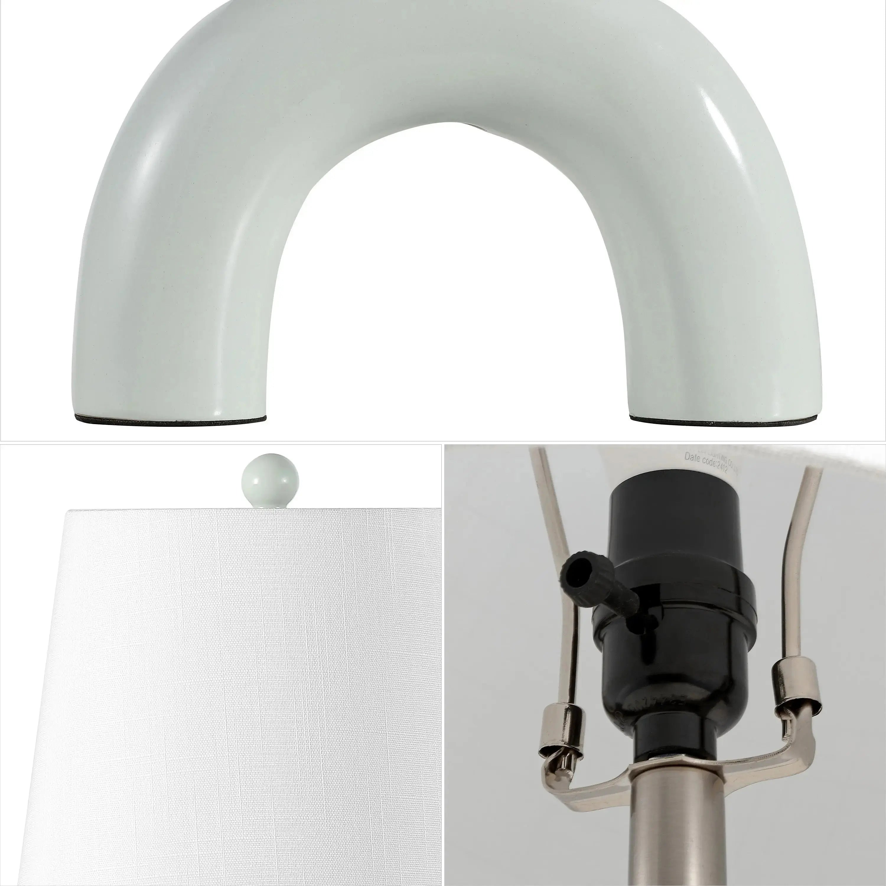 Set of Two 18" White Geometric Arched Lamps With Empire Shades Homeroots Lighting