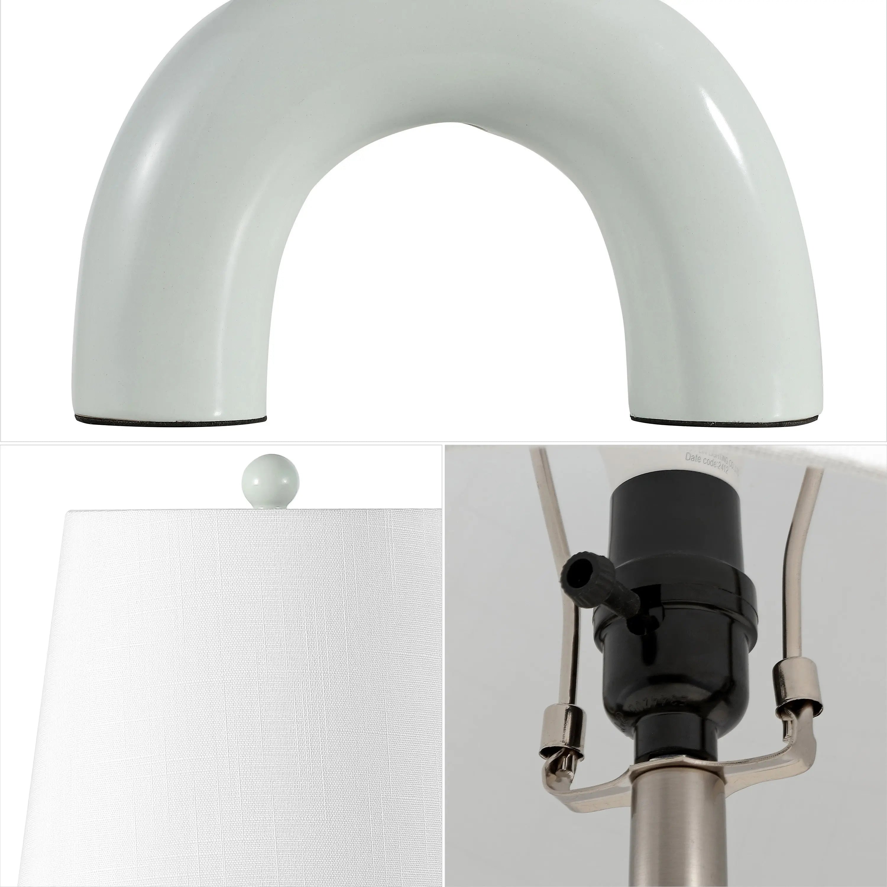 Set of Two 18" White Geometric Arched Lamps With Empire Shades Homeroots Lighting
