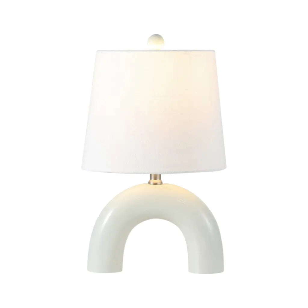 Set of Two 18" White Geometric Arched Lamps With Empire Shades Homeroots Lighting