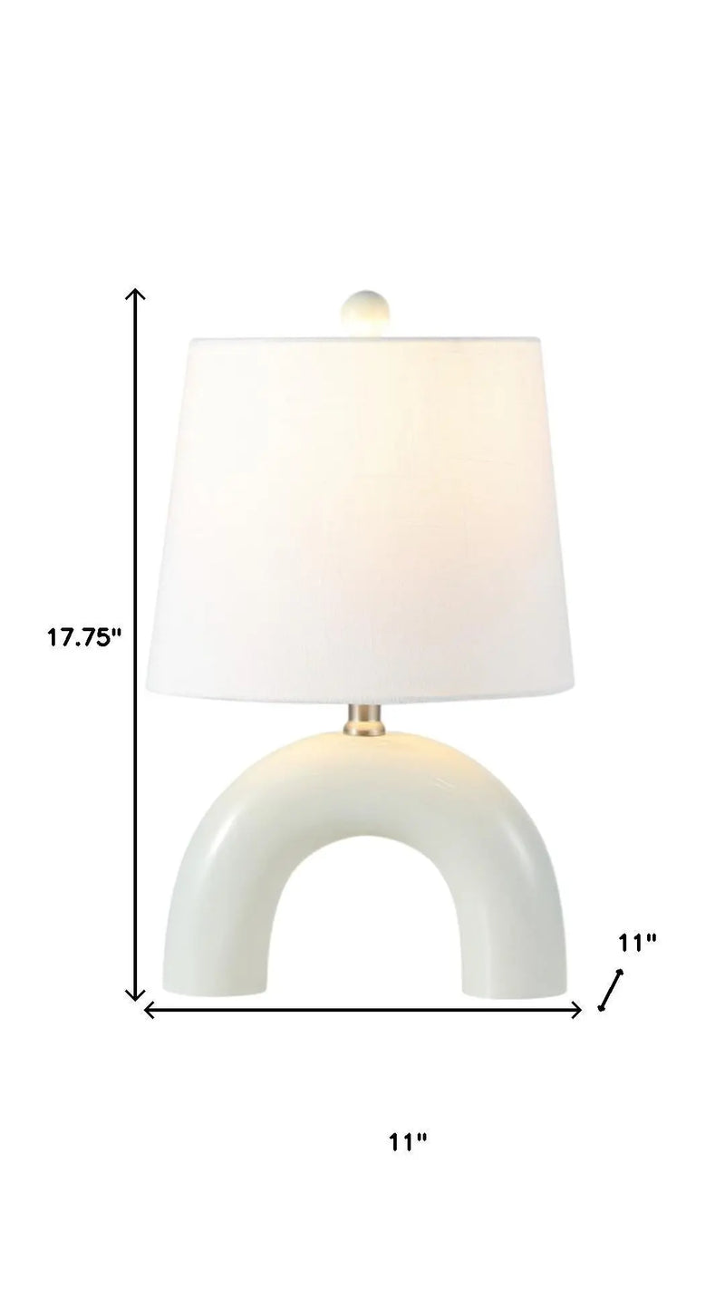 Set of Two 18" White Geometric Arched Lamps With Empire Shades Homeroots Lighting