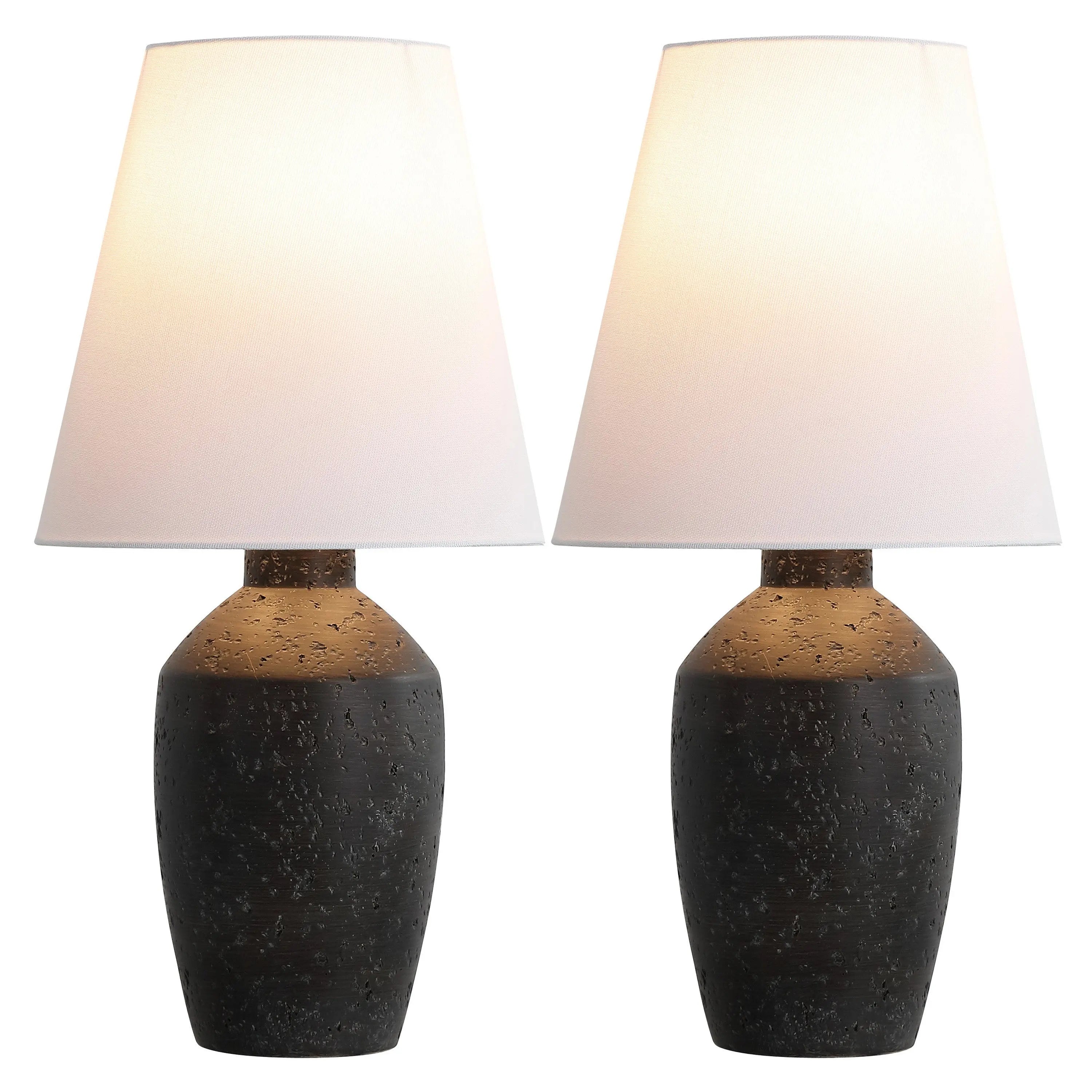 Set of Two 19" Black Urn Bedside Lamps With Empire Shades Homeroots Lighting