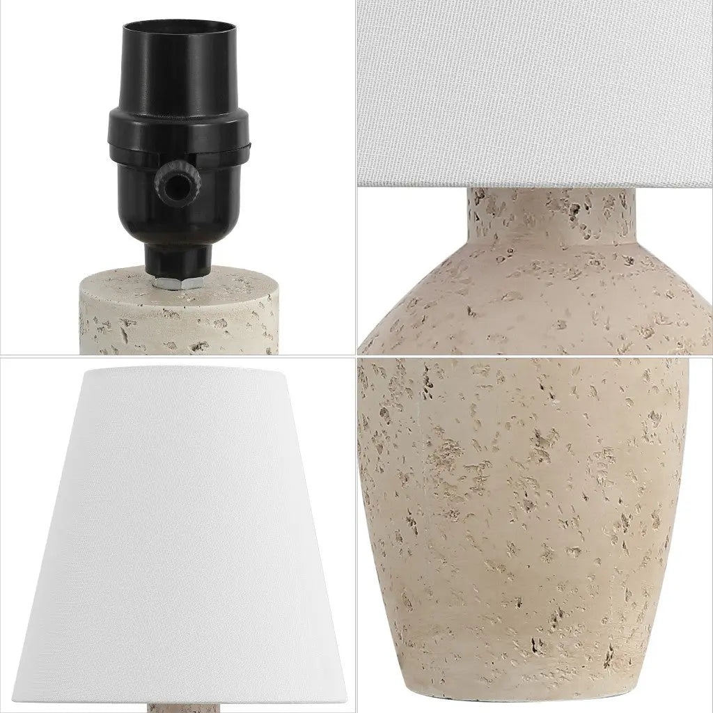 Set of Two 19" Cream Urn Bedside Lamps With Empire Shades Homeroots Lighting