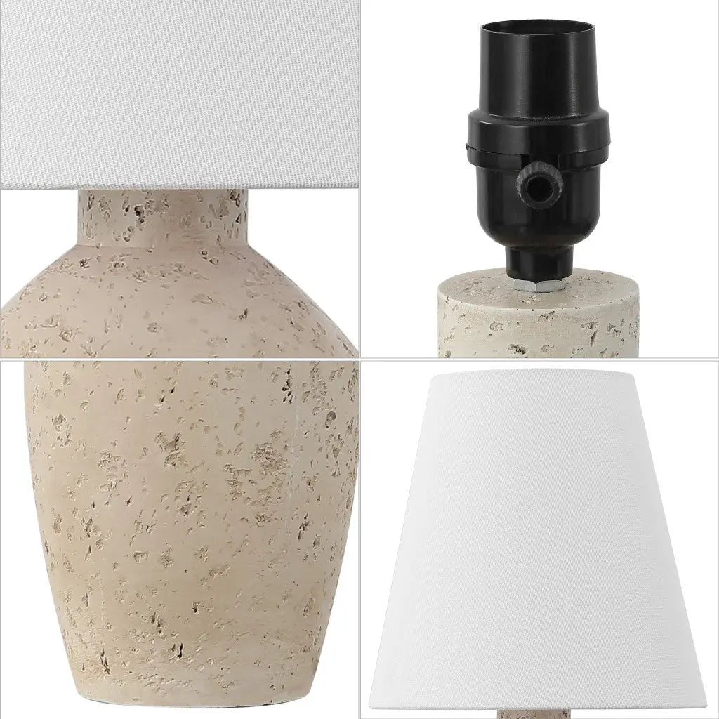 Set of Two 19" Cream Urn Bedside Lamps With Empire Shades Homeroots Lighting